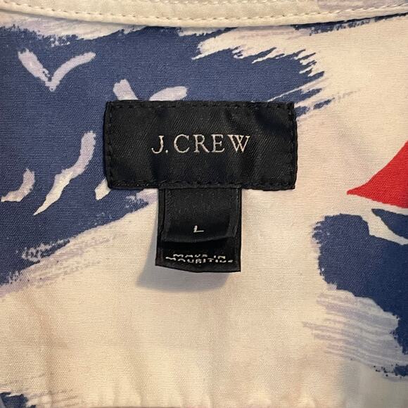 J. Crew Sailboat Print Button Shirt Mens Large Cotton Nautical Preppy Boats - Picture 6 of 9